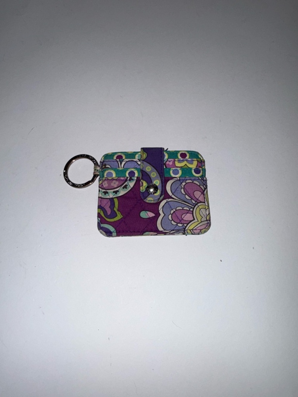 Vera Bradley Purple Floral Quilted Keyring Card Case